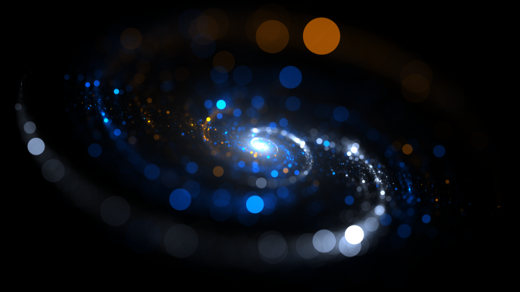 galaxy, Spiral Galaxy, Blue, Lights, Fractal, Bokeh, DeviantArt HD Wallpaper Desktop Background