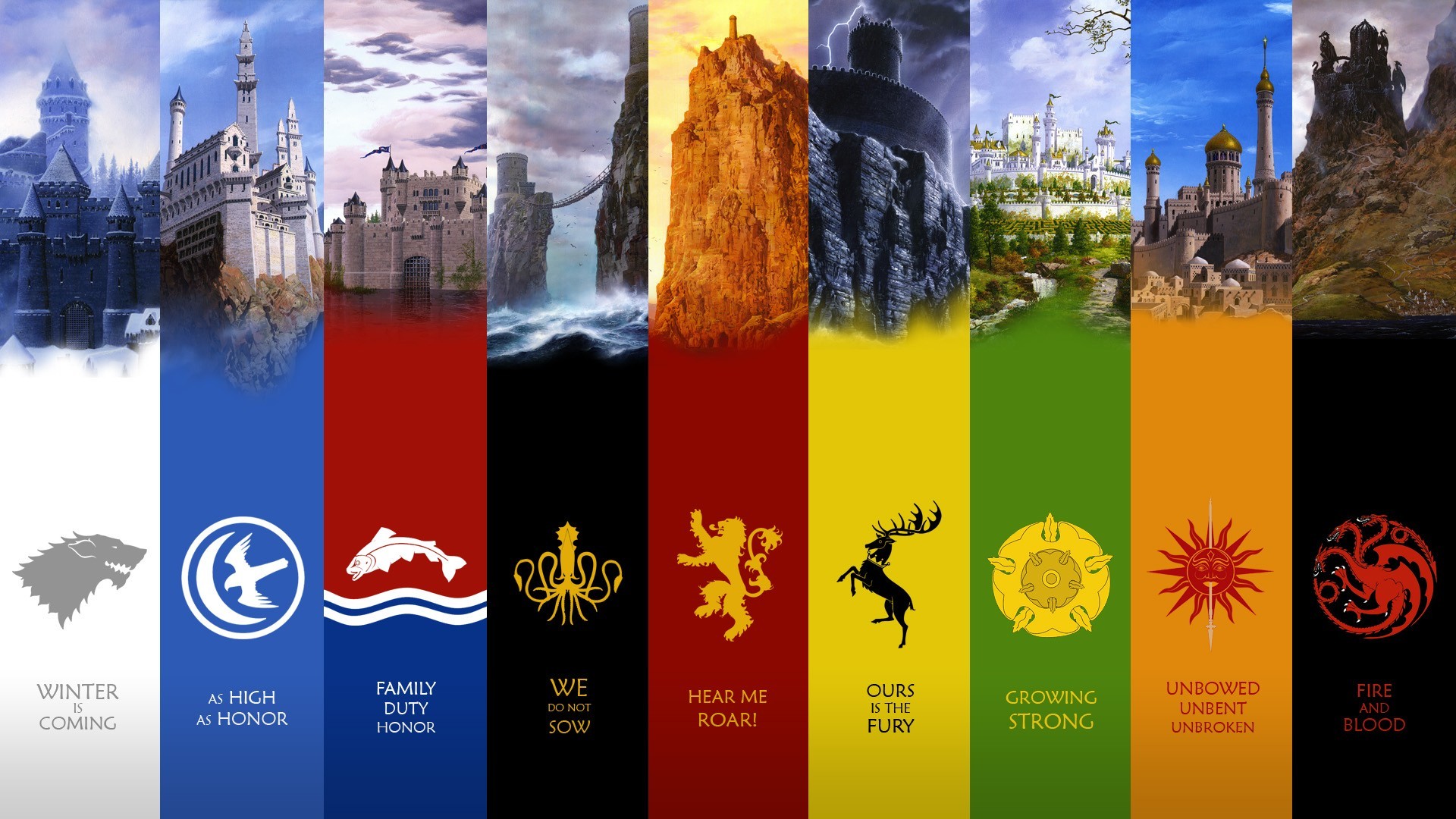 Game Of Thrones, Sigils, Quote, Castle, Panels, TV, Literature Wallpaper