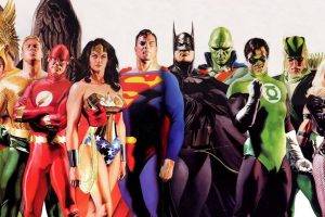 comics, Heroes, DC Comics, Superman, Batman, Wonder Woman, Aquaman, Green Arrow, Green Lantern, The Flash, Alex Ross