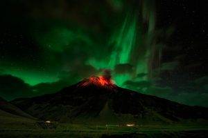 nature, Aurorae, Volcano