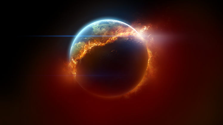 planet, Fire, Space Art, Earth, Burning HD Wallpaper Desktop Background