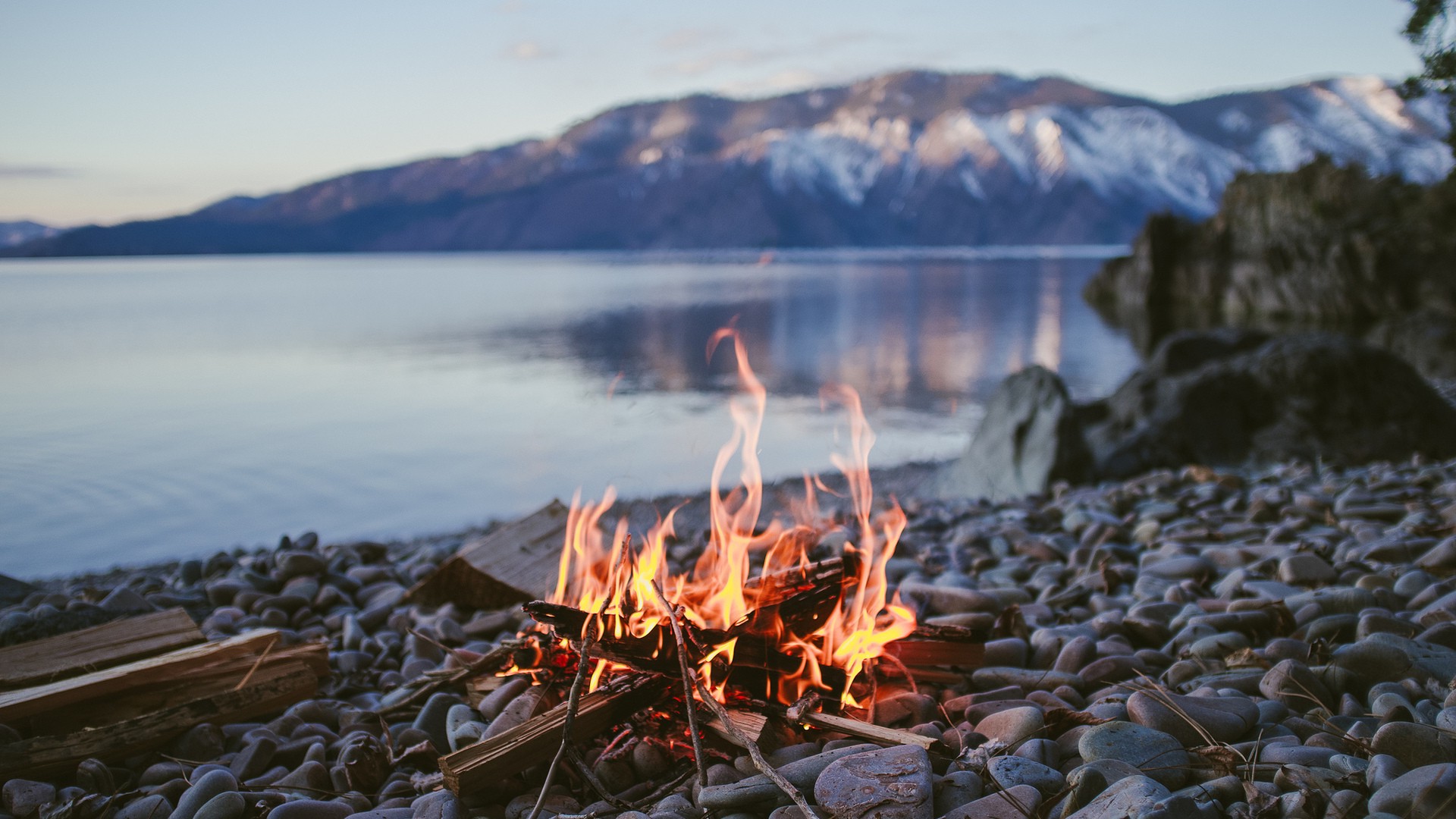 nature, Fire, Rock, Mountain, Lake Wallpaper