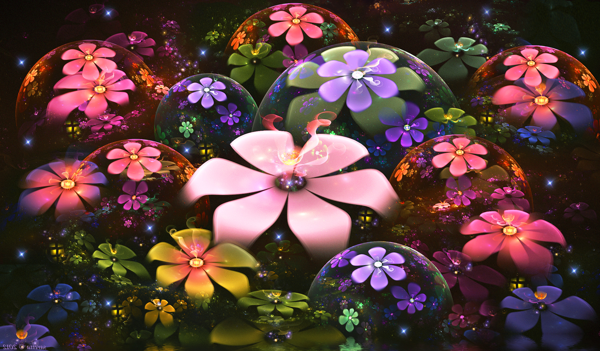 abstract, Flowers, Fractal Flowers Wallpaper