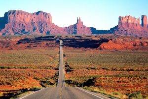 Monument Valley, Road, Landscape, Desert, Rock Formation
