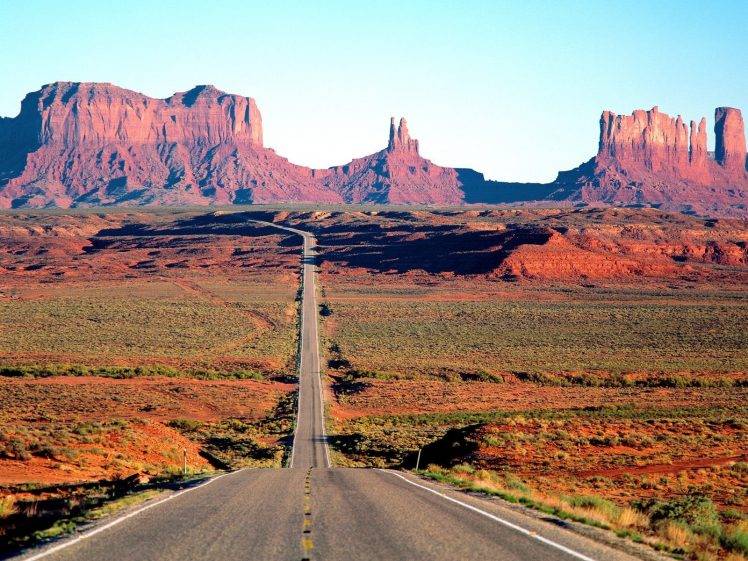 Monument Valley, Road, Landscape, Desert, Rock Formation HD Wallpaper Desktop Background