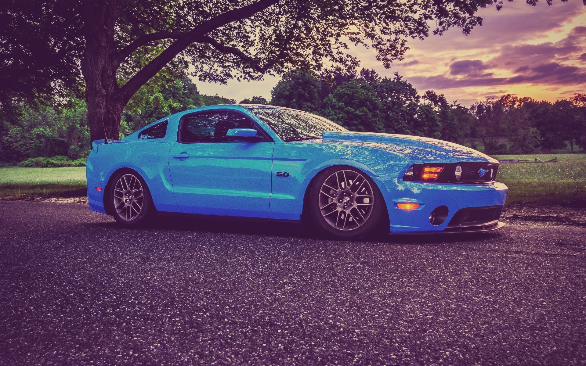 Ford Mustang, Muscle Cars, Low Ride, Tuning, Blue Cars Wallpaper