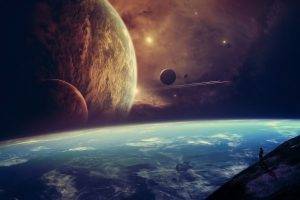space Art, Planet, Moon, Artwork, Science Fiction