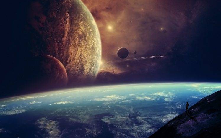 space Art, Planet, Moon, Artwork, Science Fiction HD Wallpaper Desktop Background