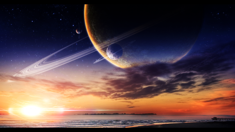 space, Artwork, Planet, Planetary Rings HD Wallpaper Desktop Background