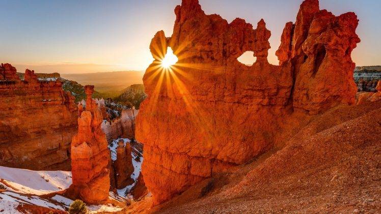sunlight, Rock Formation, Landscape, Bryce Canyon National Park, Utah HD Wallpaper Desktop Background