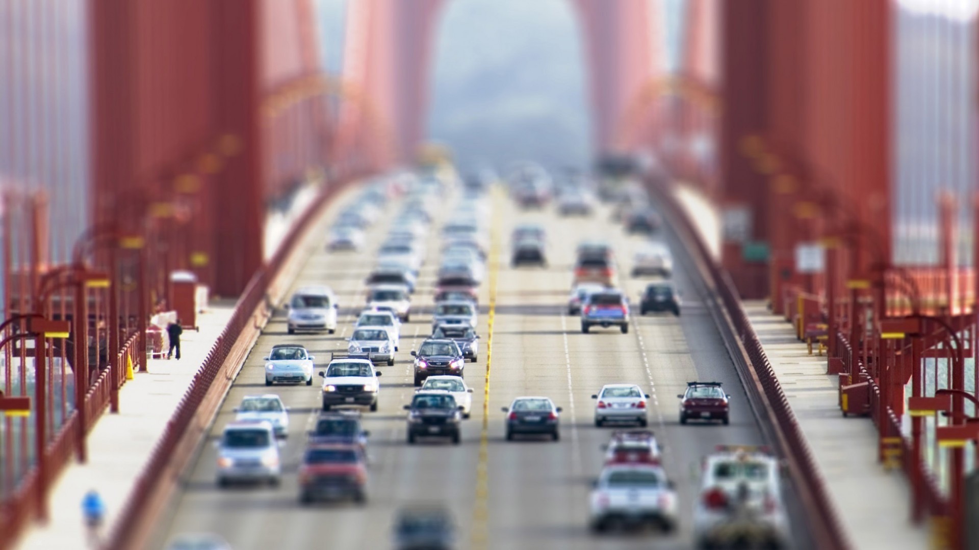bridge, Car, Blurred, Tilt Shift Wallpaper