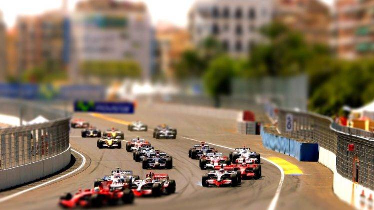 racing, Tilt Shift, Race Cars, Formula 1 HD Wallpaper Desktop Background