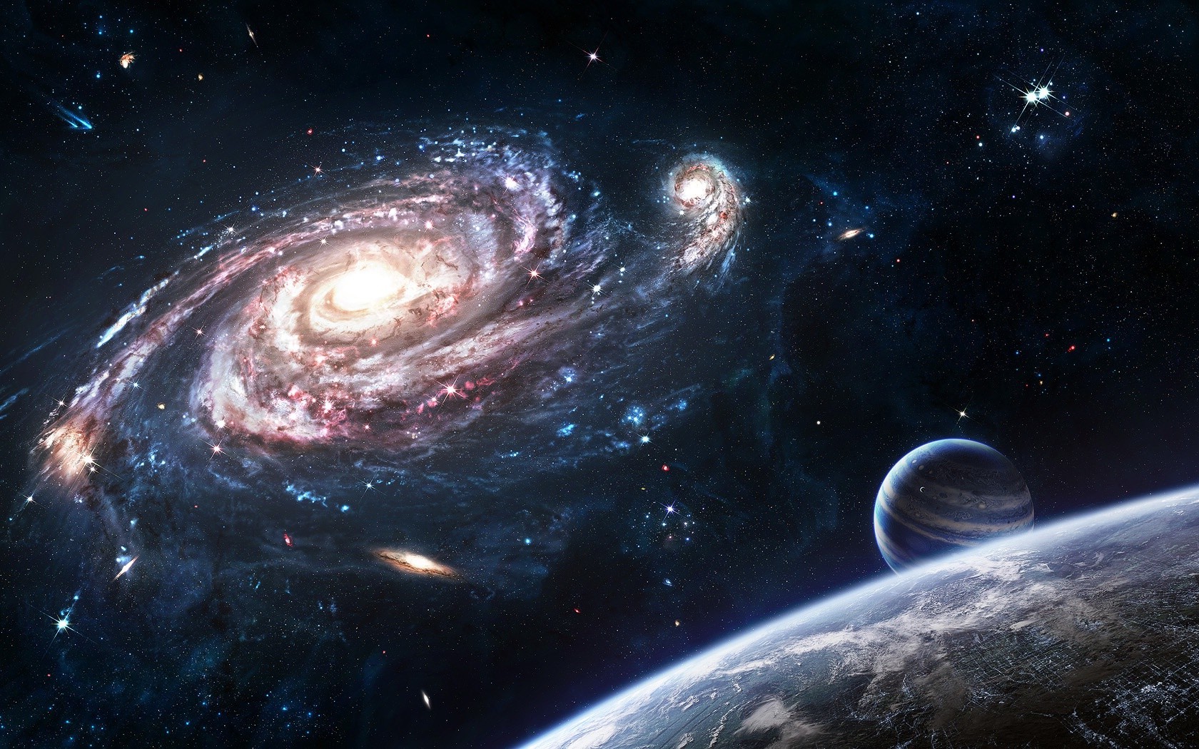 artwork, Planet, Spiral Galaxy, Space Art Wallpaper