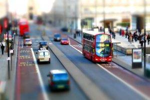 cityscape, Blurred, Car, England, Doubledecker, UK