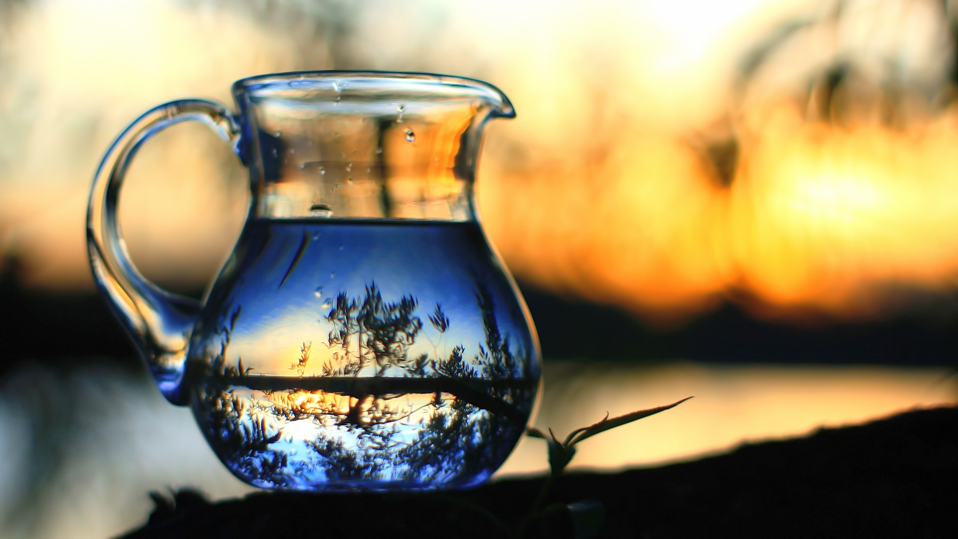 bottles, Nature, Water, Glass, Blurred Wallpaper