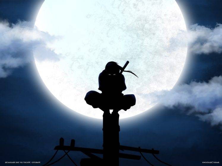 Uchiha Itachi, ANBU, Silhouette, Moon HD Wallpaper Desktop Background
