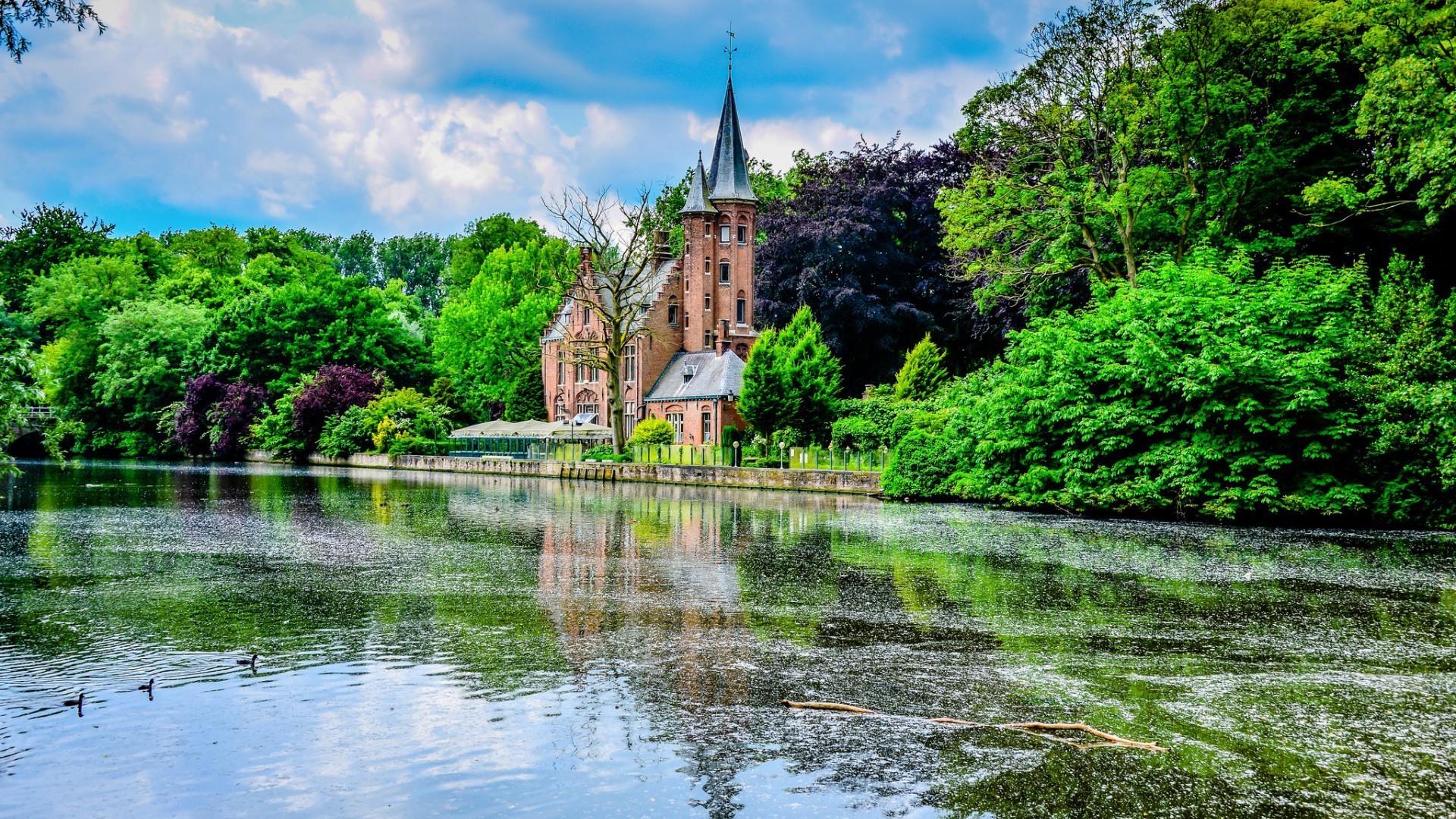 church, Lake, Reflection Wallpaper