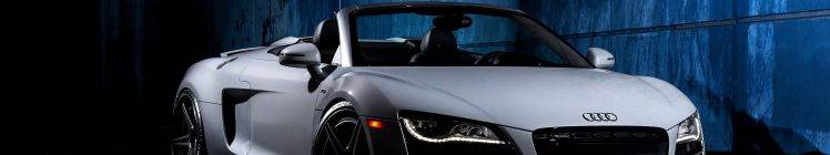 car, Triple Screen, Audi R8, Audi R8 Spyder HD Wallpaper Desktop Background