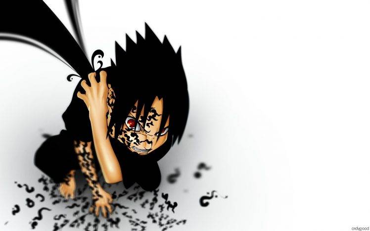 Uchiha Sasuke, Sharingan, Simple Background, Anime Boys HD Wallpaper Desktop Background