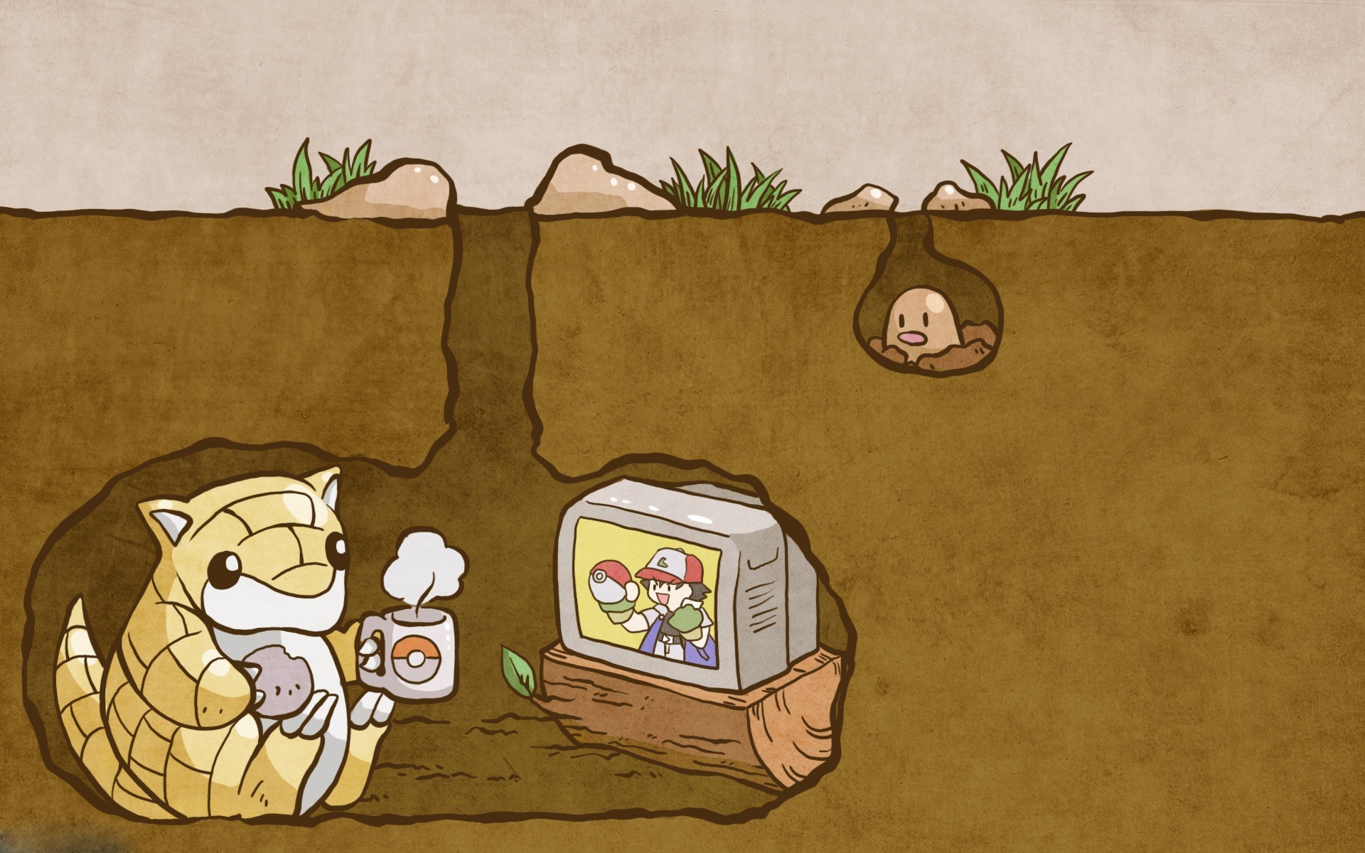 Pokemon, Sandshrew, Split View, TV Wallpaper