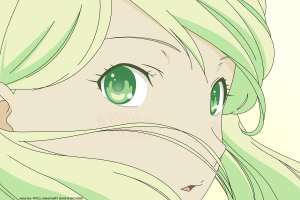 simple, Green Hair, Green Eyes, Looking Back, Face