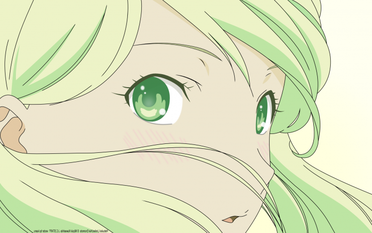 simple, Green Hair, Green Eyes, Looking Back, Face HD Wallpaper Desktop Background