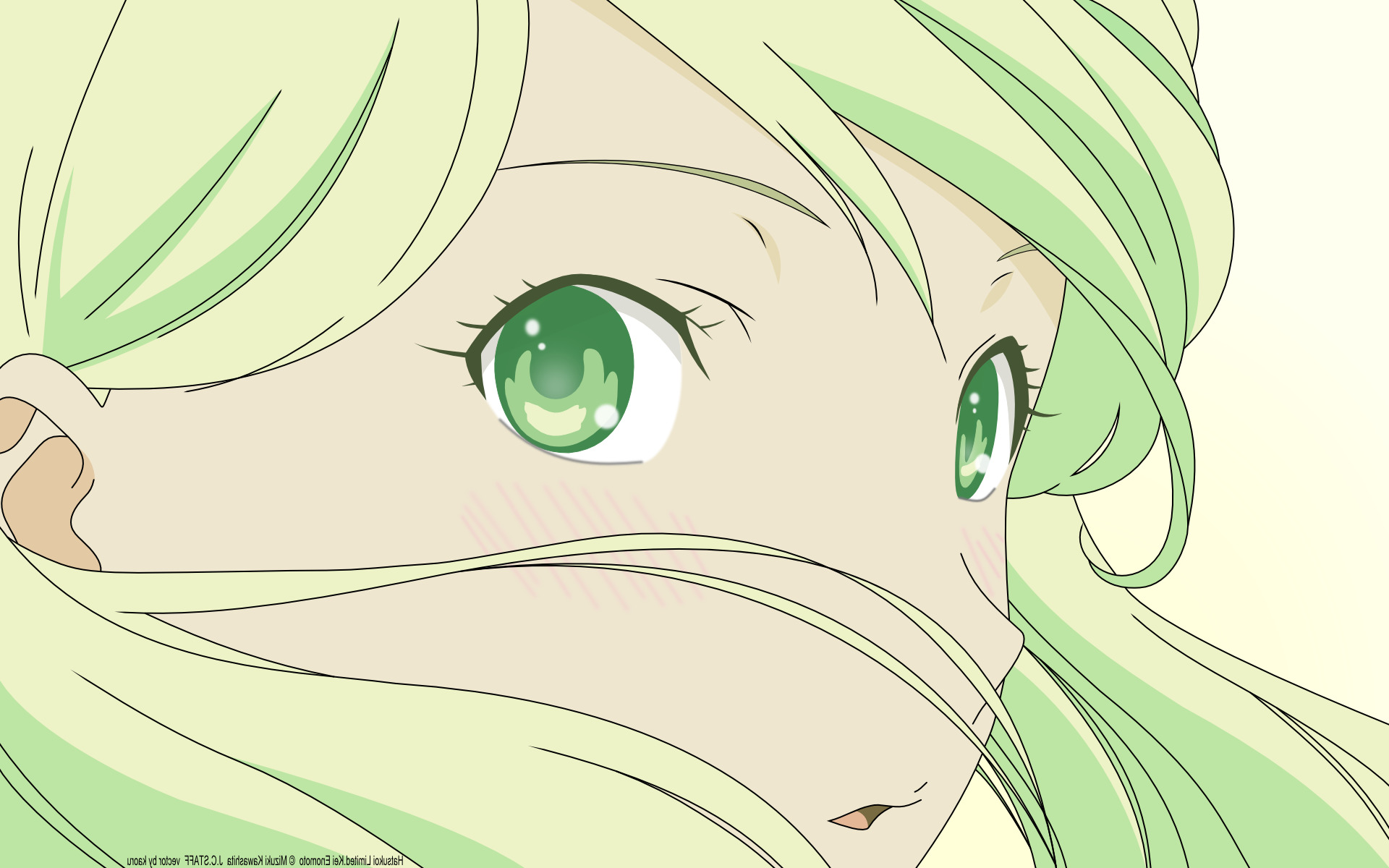 simple, Green Hair, Green Eyes, Looking Back, Face Wallpaper