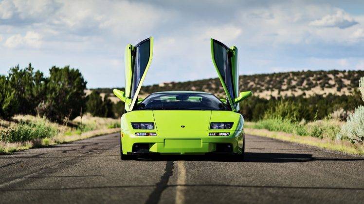 Lamborghini Diablo, Car, Green Cars, Desert HD Wallpaper Desktop Background