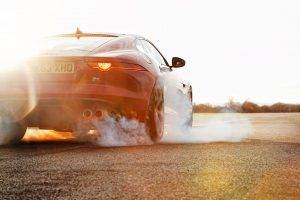 Jaguar F Type, Jaguar (car), Smoke, Car, Burnout, Road