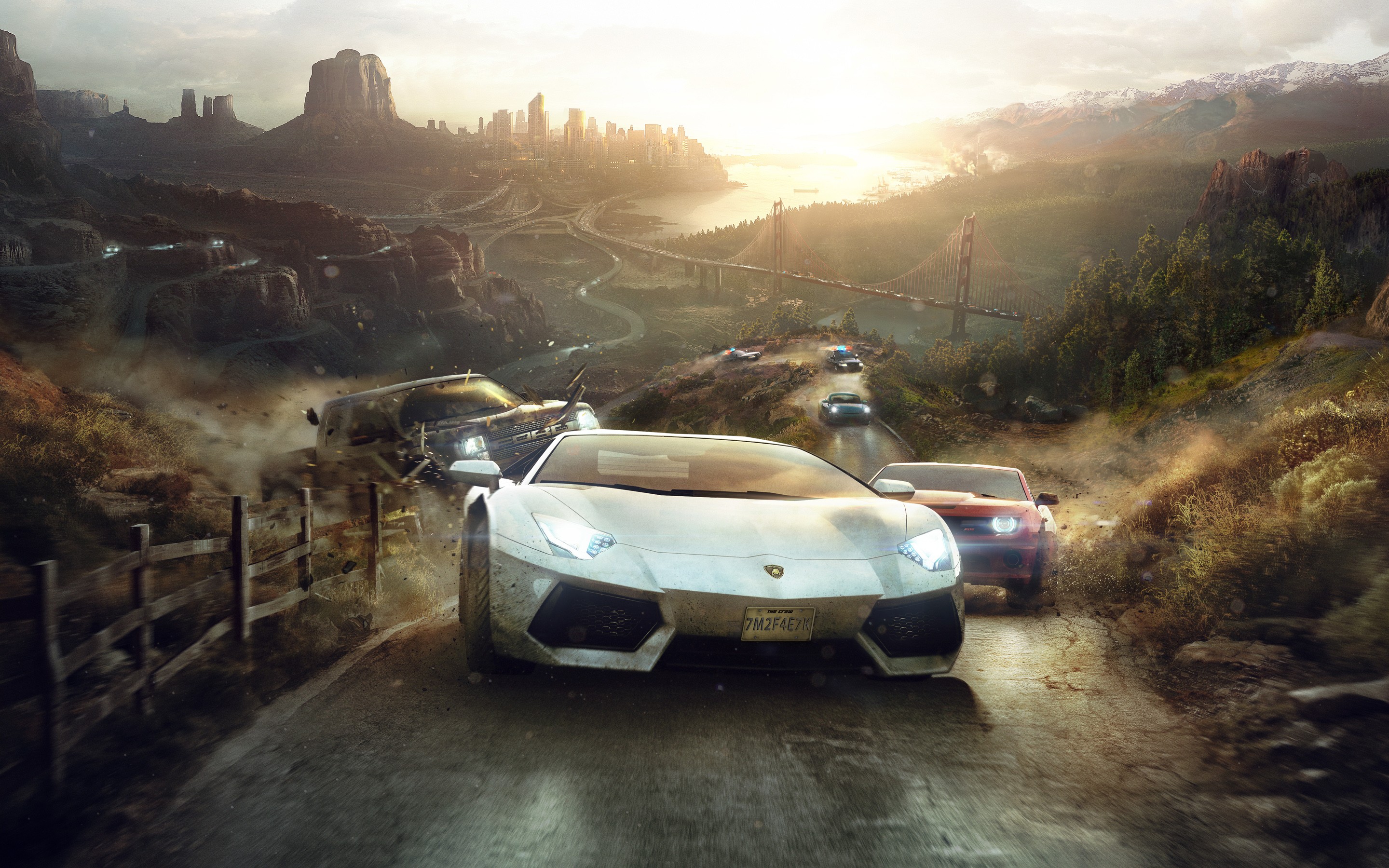 video Games, Lamborghini Aventador, Chevrolet Camaro, Ford USA, Police Cars, Pursuit, The Crew Wallpaper