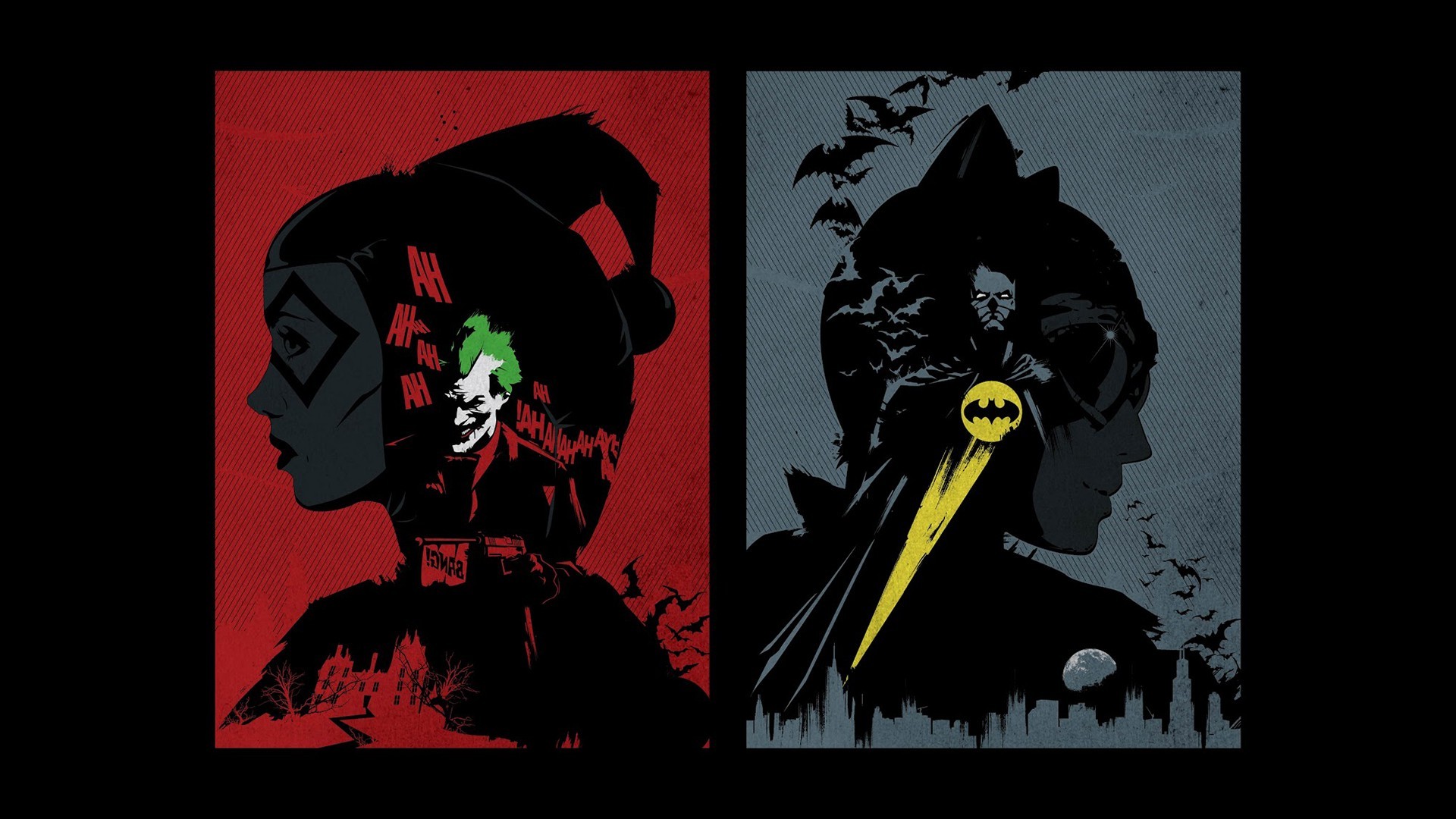 DC Comics, Batman, Catwoman, Harley Quinn Wallpaper