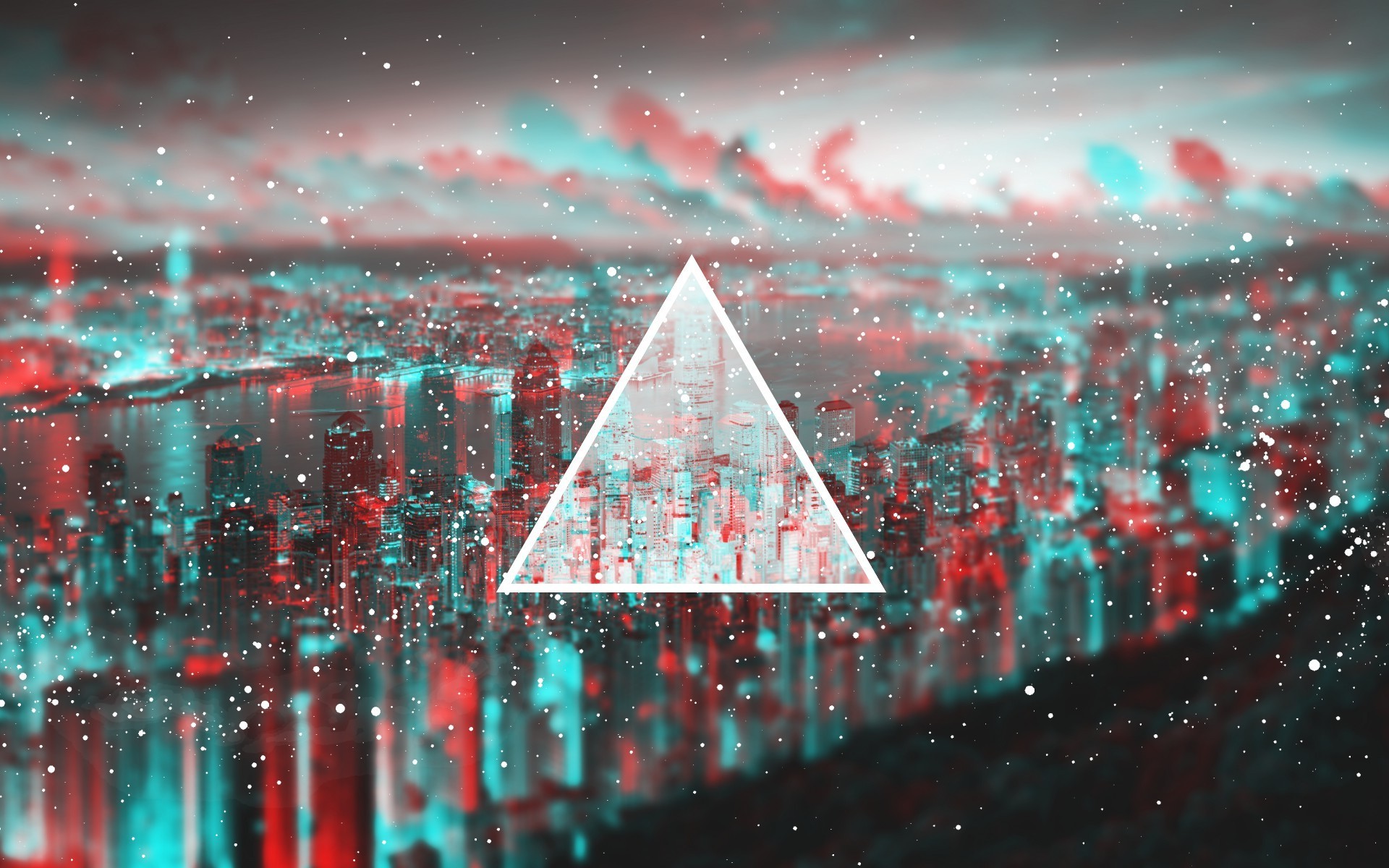 3D, Anaglyph 3D, Cityscape, Triangle Wallpaper