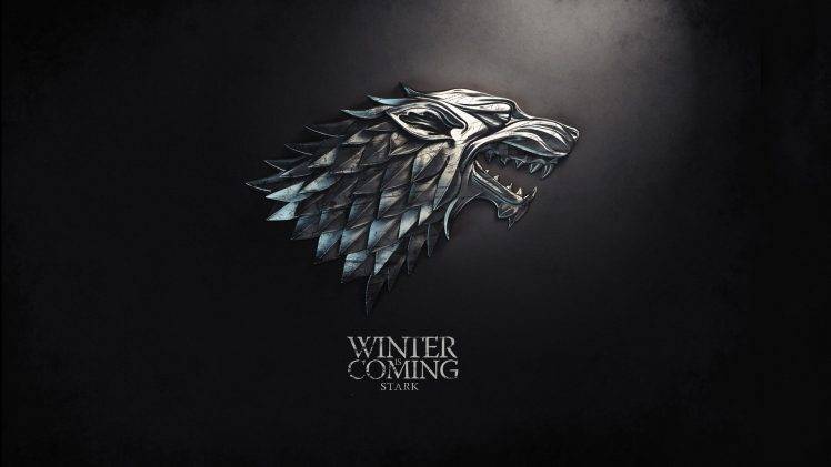 A Song Of Ice And Fire, Digital Art, Game Of Thrones, Direwolf, Winter Is Coming, Sigils, Simple Background, House Stark HD Wallpaper Desktop Background