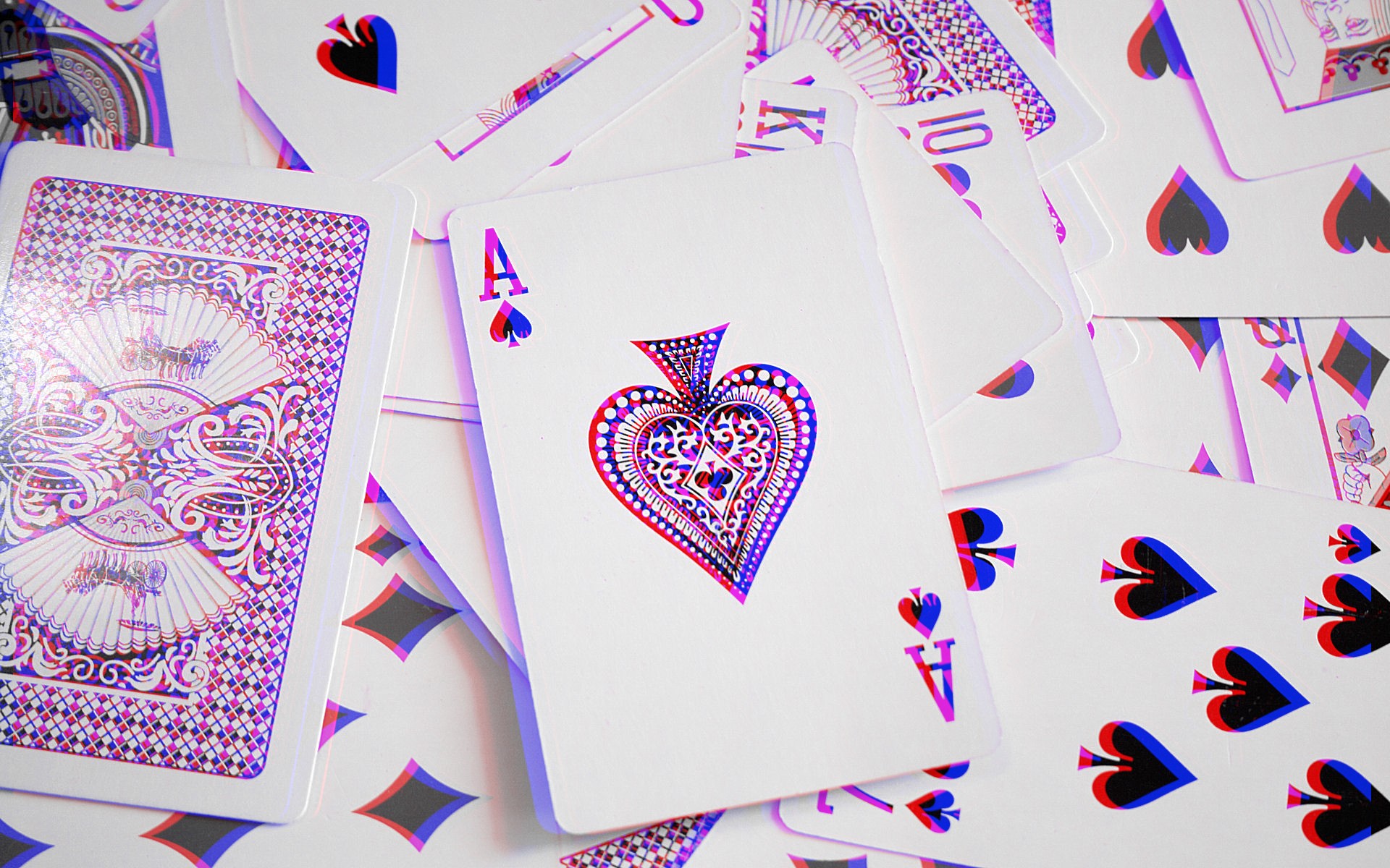 House Of Cards, Anaglyph 3D, Aces, Cards Wallpaper