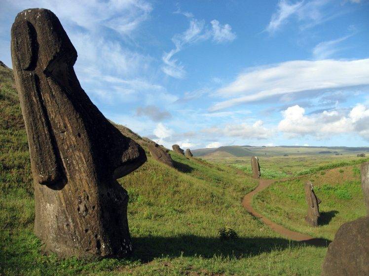 clear Sky, Statue, Island, Easter Island, Landscape HD Wallpaper Desktop Background