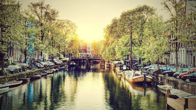 canal, Car, City, Amsterdam HD Wallpaper Desktop Background