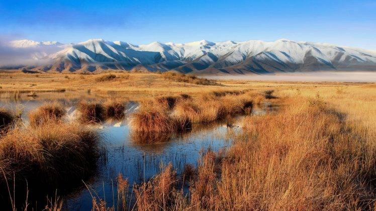 landscape, Mountain, Water, Field, Mist HD Wallpaper Desktop Background