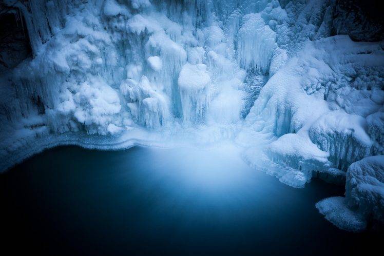 nature, Winter, Snow, Ice, Water, Waterfall, Long Exposure, Frost HD Wallpaper Desktop Background