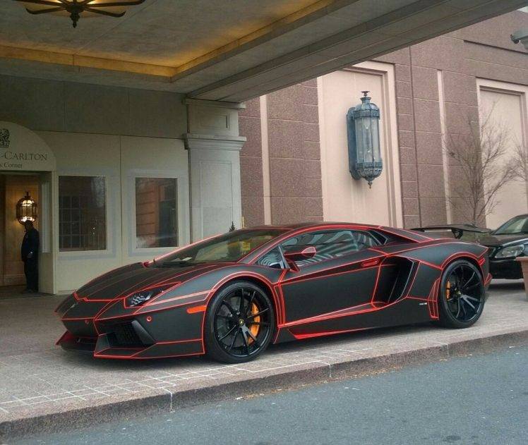 Tron, Lamborghini, Black, Red, Car HD Wallpaper Desktop Background