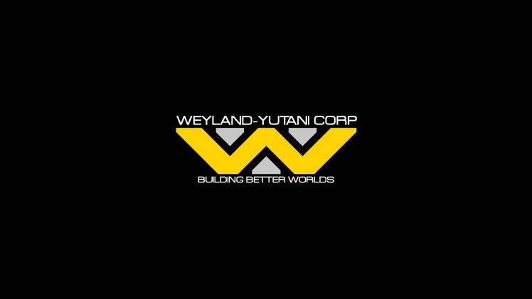Weyland Yutani Corporation, Black Background, Logo, Typography, Minimalism, Aliens (movie) HD Wallpaper Desktop Background