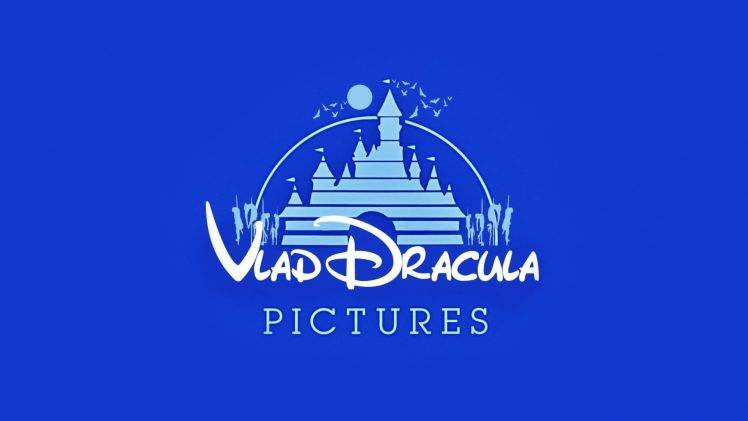 humor, Logo, Dracula, Castle, Bats, Blue Background, Walt Disney HD Wallpaper Desktop Background
