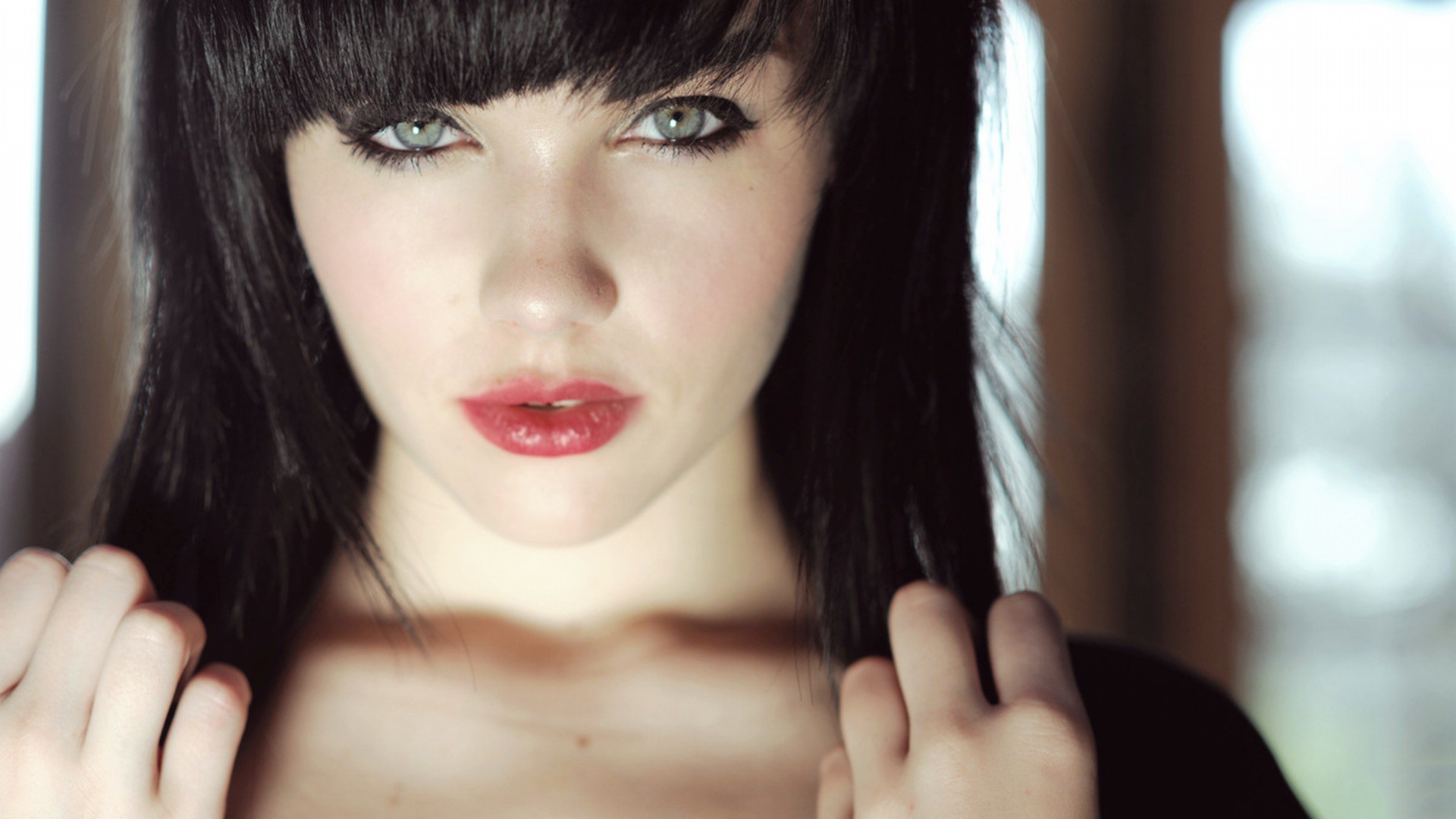 women, Melissa Clarke, Suicide Girls, Black Hair, Blue Eyes, Face, Sensual Gaze, Lips Wallpaper