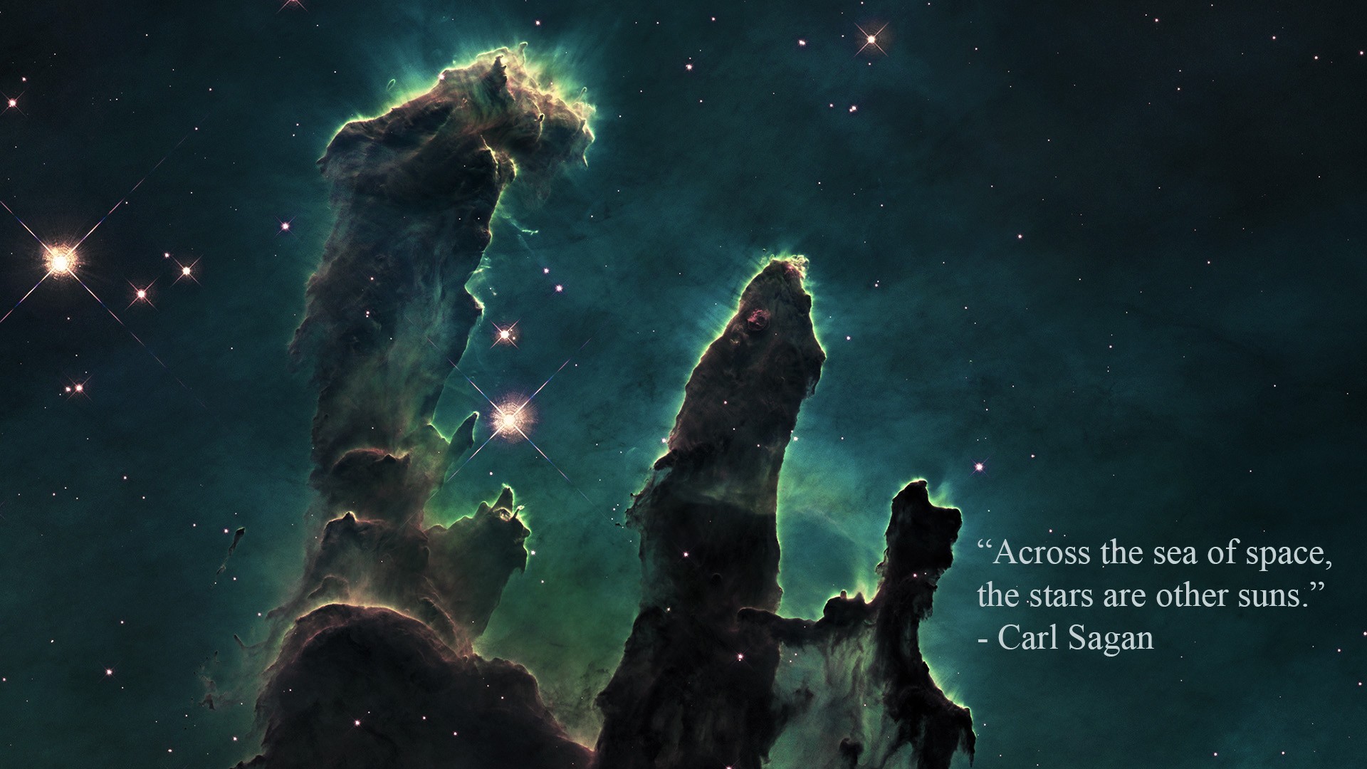nebula, Pillars Of Creation, Carl Sagan, Quote, Space Wallpapers HD