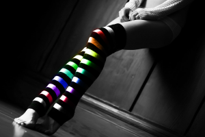 thigh highs, Stripes, Colorful, Gray, Legs