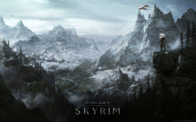 The Elder Scrolls V: Skyrim, Dragon, Humor HD Wallpaper Desktop Background