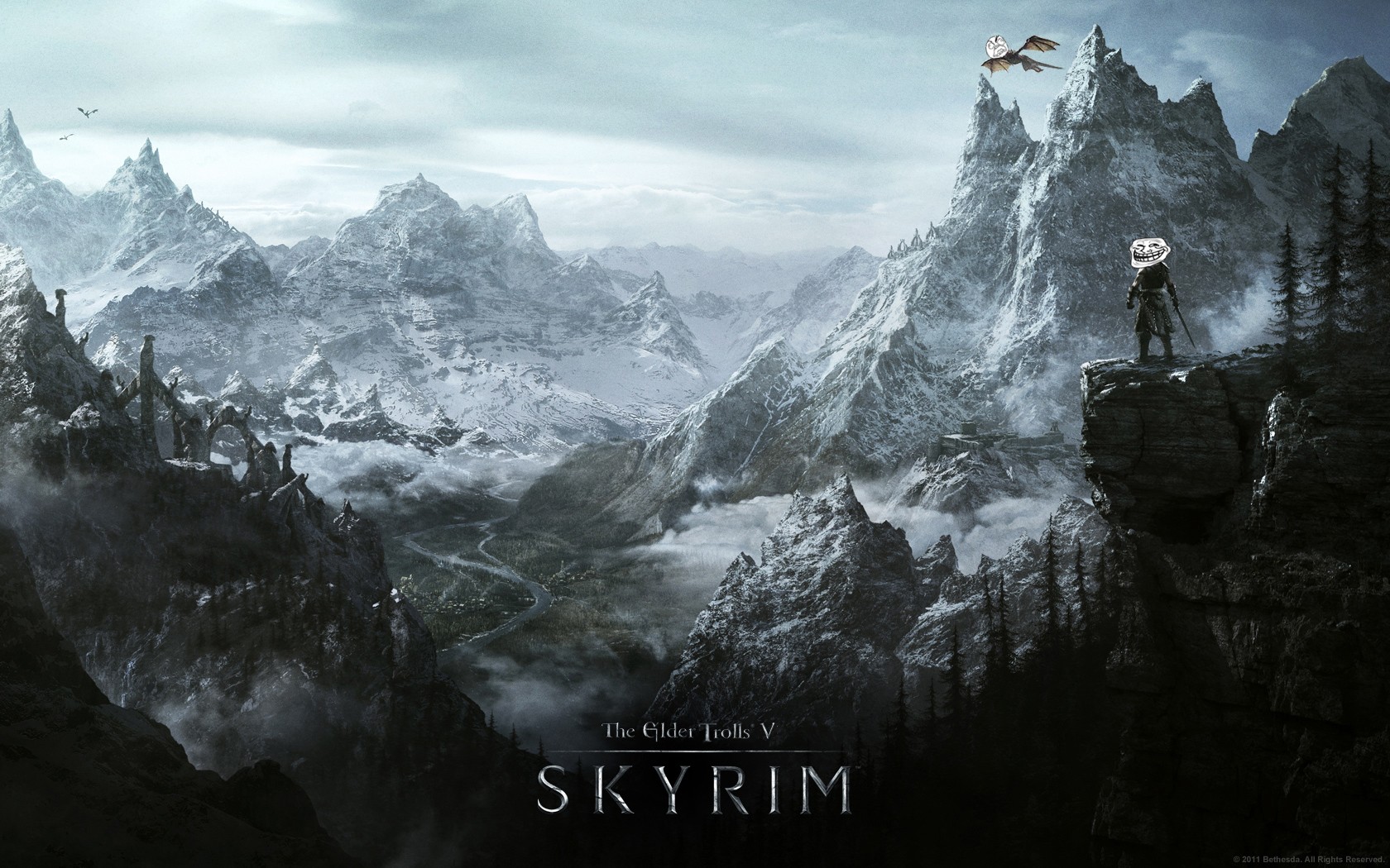 The Elder Scrolls V: Skyrim, Dragon, Humor Wallpaper