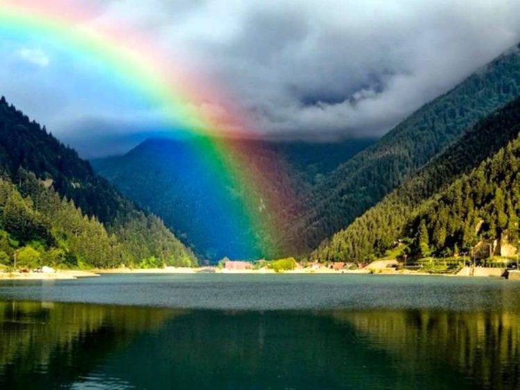 nature, Rainbows, Lake HD Wallpaper Desktop Background