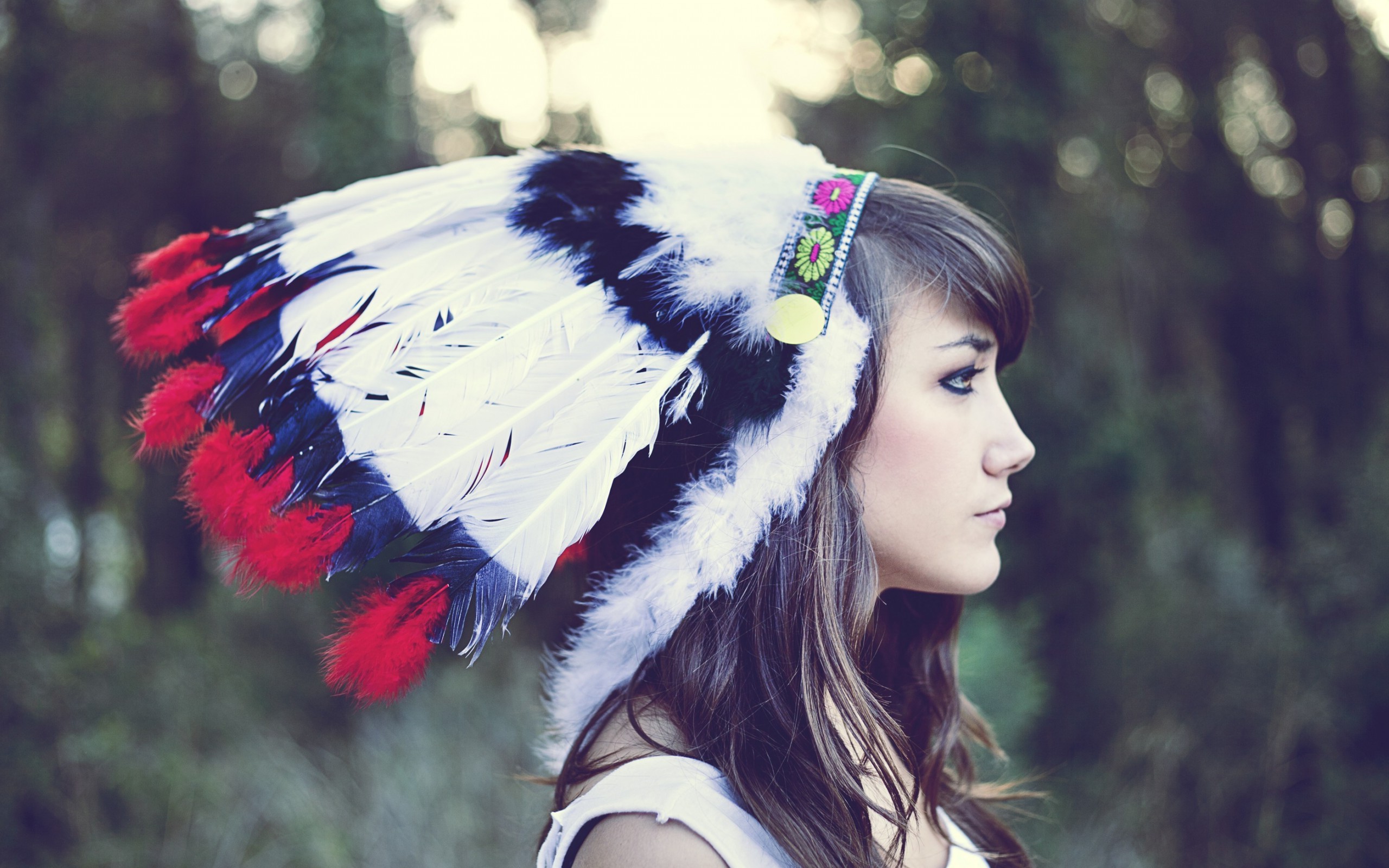 Native Americans, Brunette, Headdress Wallpaper