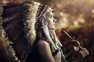 Native Americans, Headdress, Women, Profile