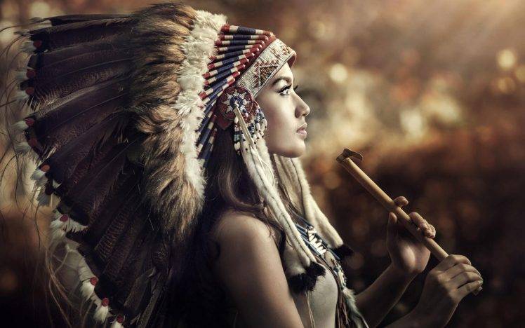 Native Americans, Headdress, Women, Profile HD Wallpaper Desktop Background
